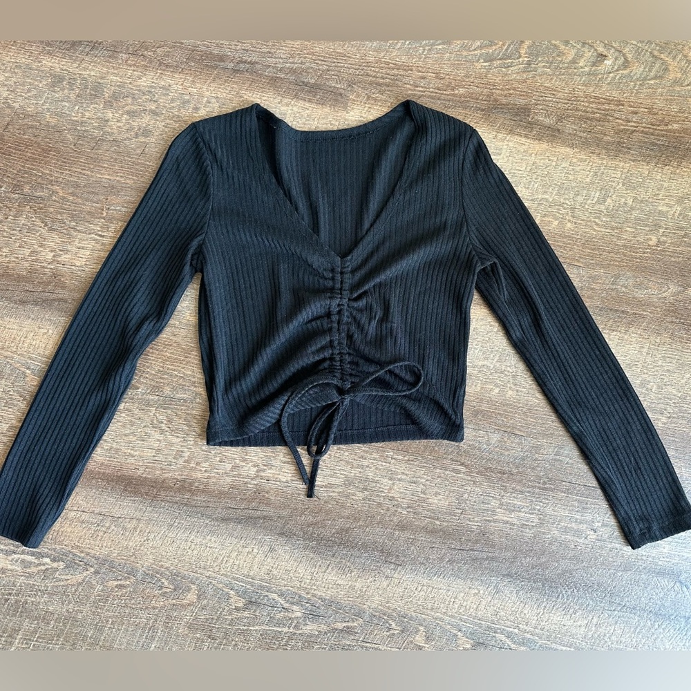 Black Ribbed Crop Top